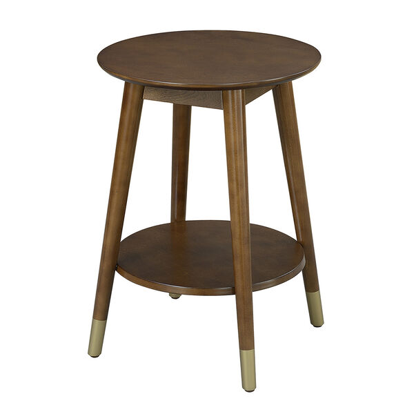 Uptown Espresso Round End Table with Bottom Shelf, image 1