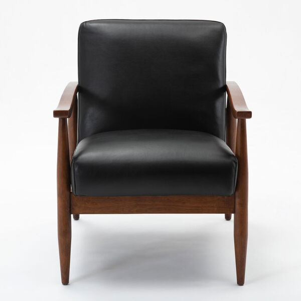 Austin Black and Walnut Wooden Base Accent Chair, image 5