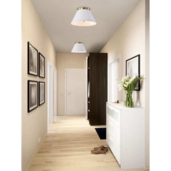 Dover White and Vintage Brass Two-Light Flush Mount, image 6
