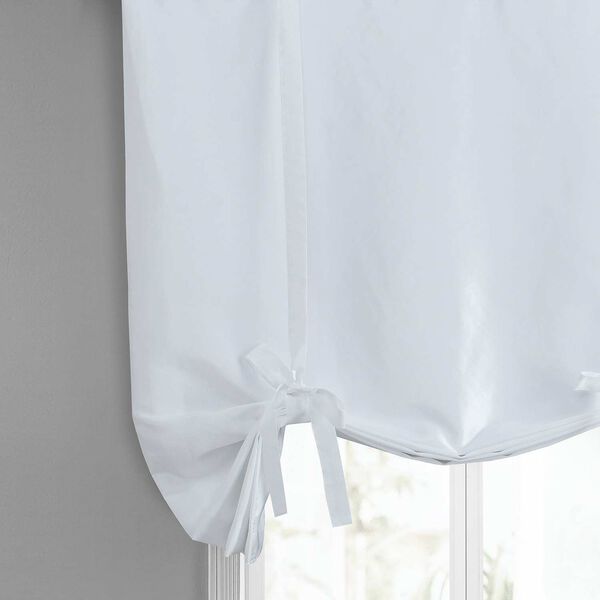 White Faux Silk Taffeta Tie-Up Window Shade Single Panel, image 6