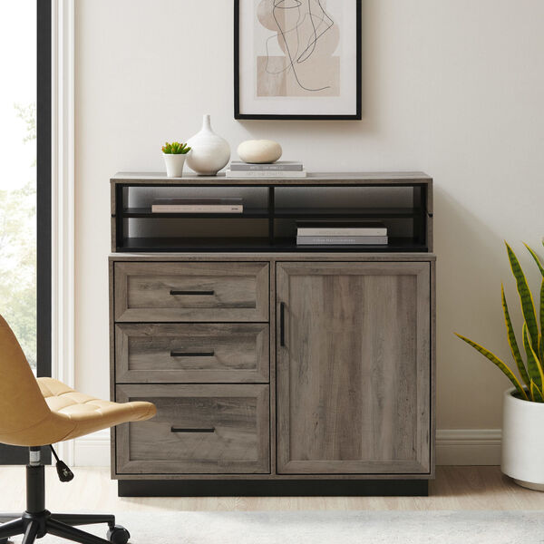 Ravi Three-Drawer Wood Secretary Desk, image 1