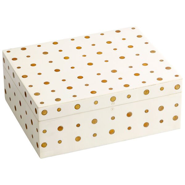 White and Brass 11-Inch Dot Crown Container, image 1