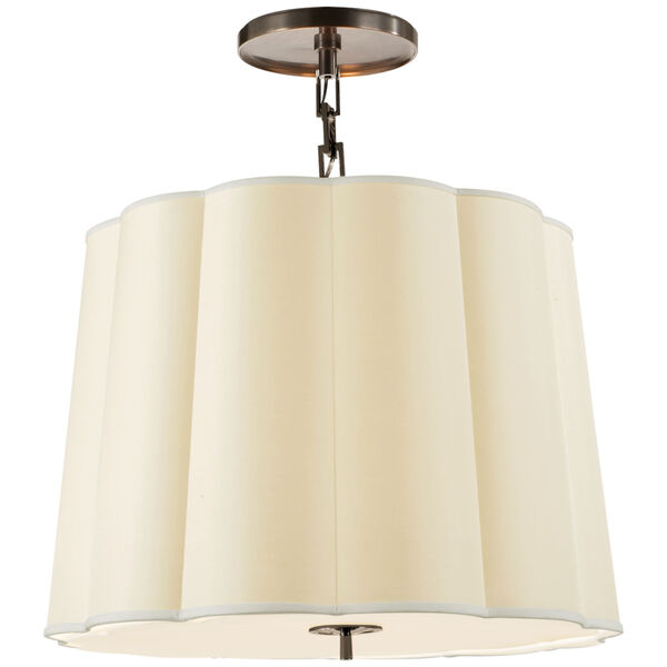Simple Scallop Large Hanging Shade in Bronze with Silk Shade by Barbara Barry, image 1