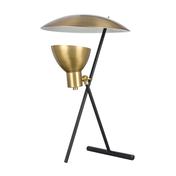 Wyman Square Satin Gold and Matte Black LED Desk Lamp, image 2
