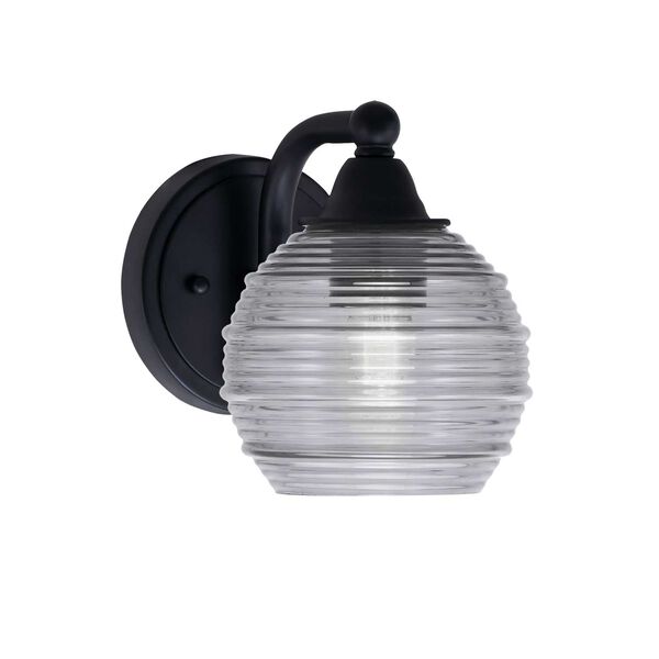Paramount Matte Black One-Light Wall Sconce with Six-Inch Smoke Ribbed Glass, image 1