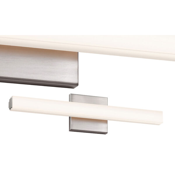 SQ-bar Satin Nickel LED 18-Inch Bath Fixture Strip with White Acrylic Shade, image 2