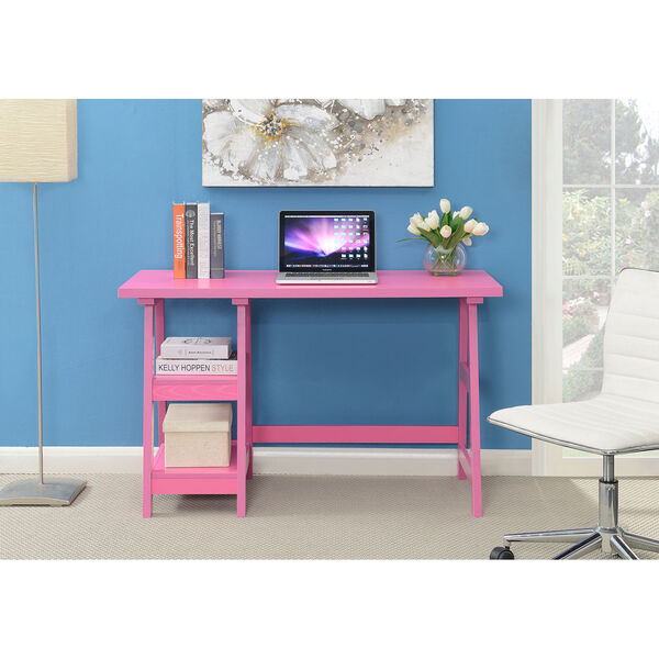 Designs2Go Trestle Desk in Pink, image 3