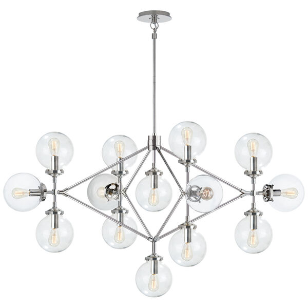 Bistro Four Arm Chandelier in Polished Nickel with Clear Glass by Ian K. Fowler, image 1