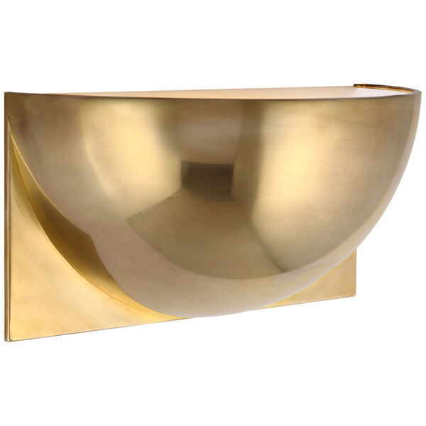 Quarter Sphere Small Up Light in Natural Brass with Frosted Glass by Peter Bristol, image 1