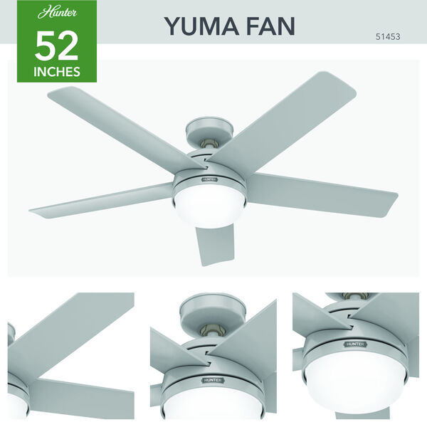 Yuma Dove Grey 52-Inch Ceiling Fan with LED Light Kit and Handheld Remote, image 4