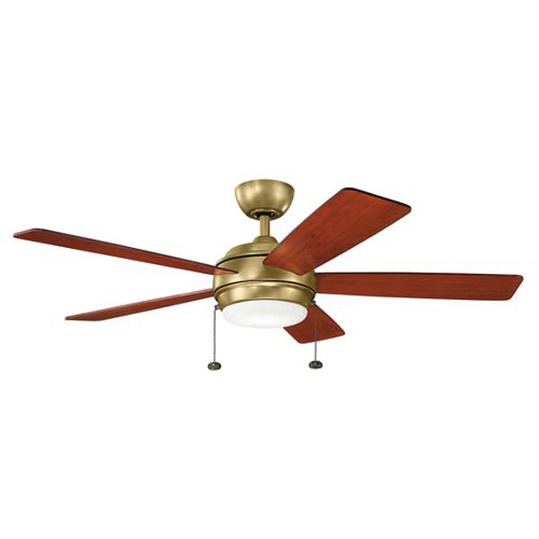 Gladstone Natural Brass 52-Inch LED Ceiling Fan with Light Kit, image 1