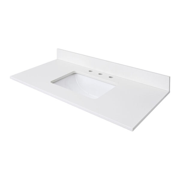 Lotte Radianz Everest White 43-Inch Vanity Top with Rectangular Sink, image 3