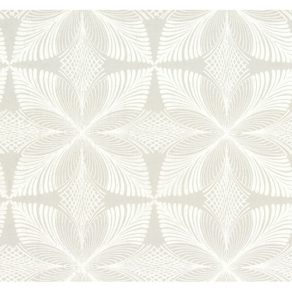 Ronald Redding Handcrafted Naturals Gray and White Roulettes Wallpaper, image 3