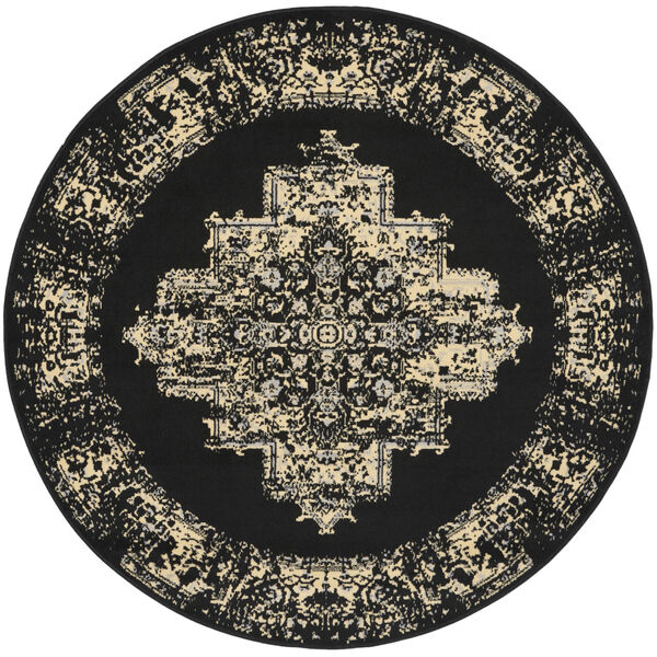 Grafix Black Round: 5 Ft. 3 In. x 5 Ft. 3 In. Area Rug, image 1