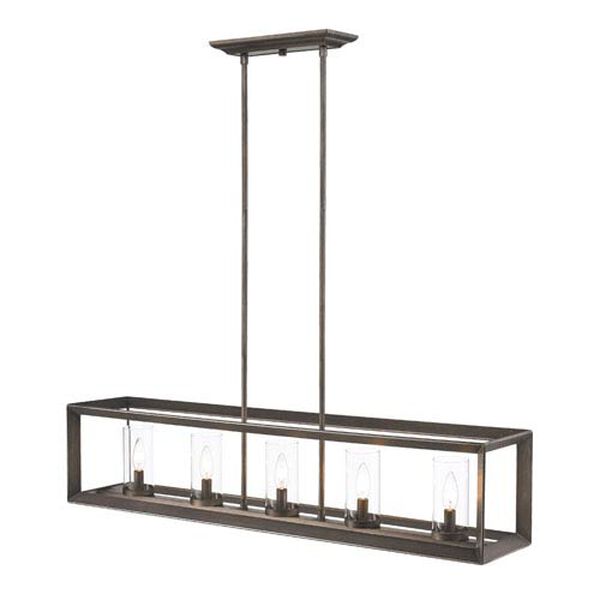 Smyth Gunmetal Bronze Linear Pendant with Clear Glass, image 3