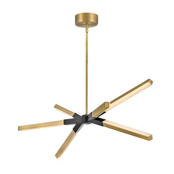Rae Lacquered Brass Integrated LED Chandelier with Etched Acrylic Glass, image 3