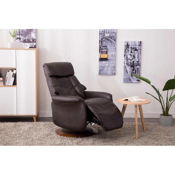 Linden Walnut Espresso Breathable Air Leather Manual Recliner, image 1