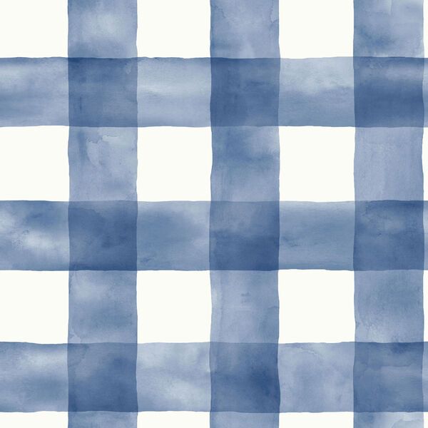 Checkmate Watercolor Plaid Blue Plaid Peel and Stick Wallpaper, image 2