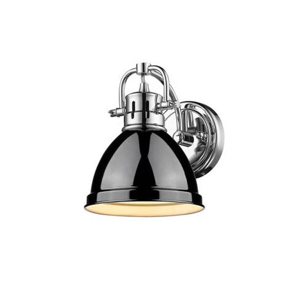 Duncan Chrome One-Light Vanity Fixture with Black Shade, image 2