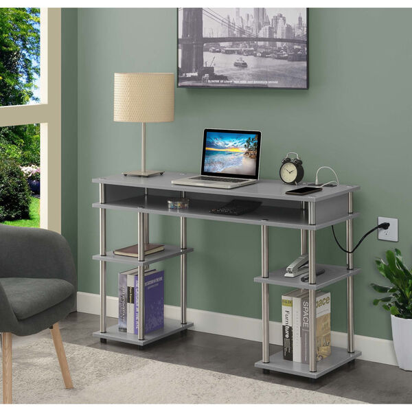 Designs2Go Gray Office Desk, image 1