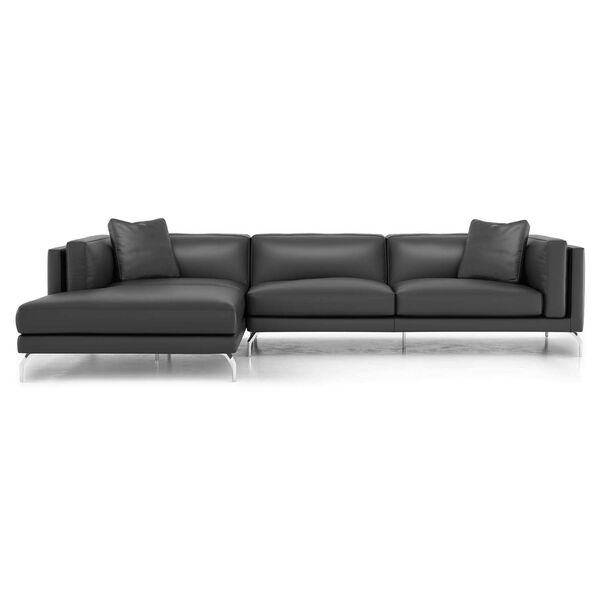 Felton Graphite Leather Left-Facing Chaise Sectional Sofa, image 1