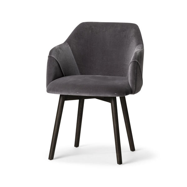 Ronald II Gray Velvet and Black Dining Arm Chair, image 1