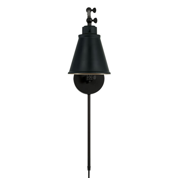 Matte Black One-Light Plug-In Sconce, image 2