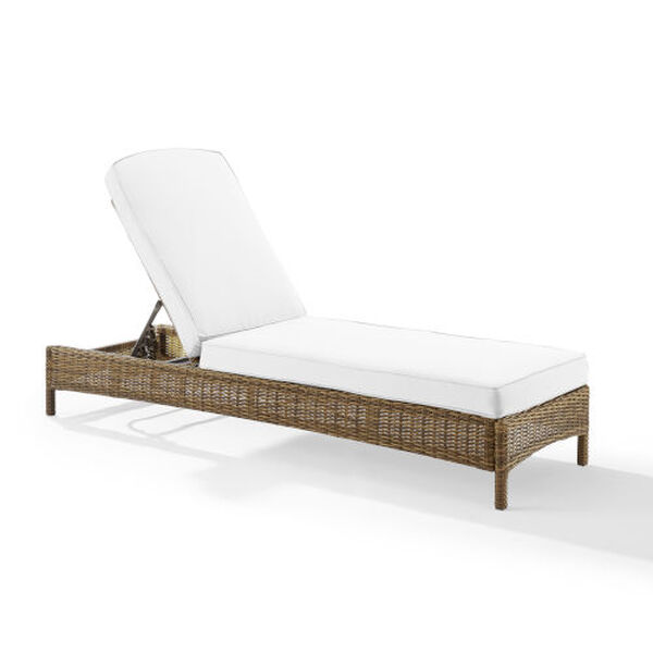 Bradenton White Weathered Brown Outdoor Wicker Chaise Lounge, image 4