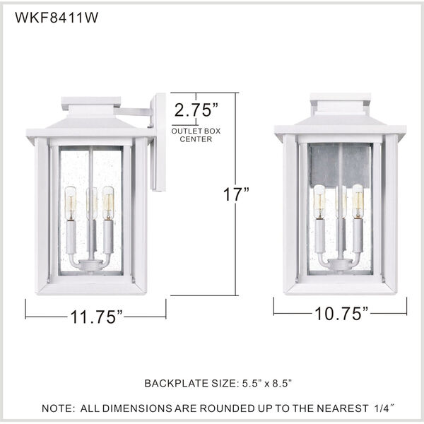 Wakefield White Lustre Three-Light Outdoor Wall Mount, image 6