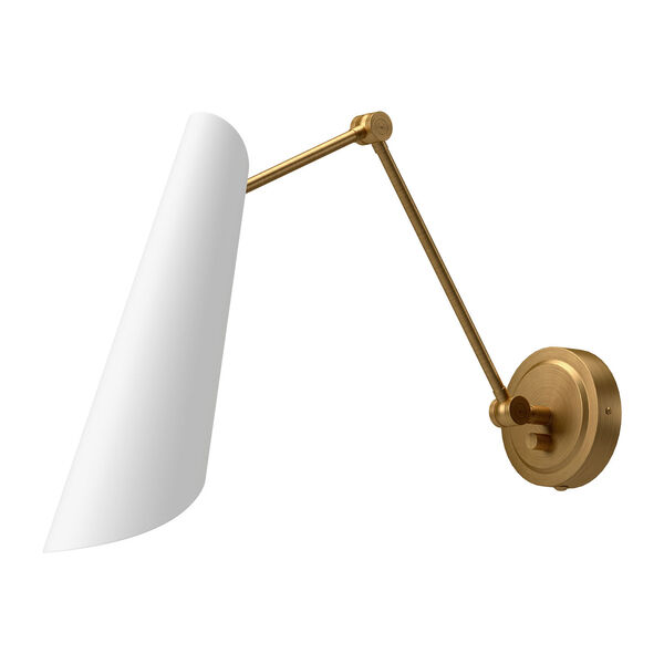 Gabriel White and Aged Gold One-Light Convertible Swing Arm Wall Sconce, image 1
