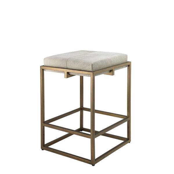 Shelby White Hide with Antique Brass Counter Stool, image 1