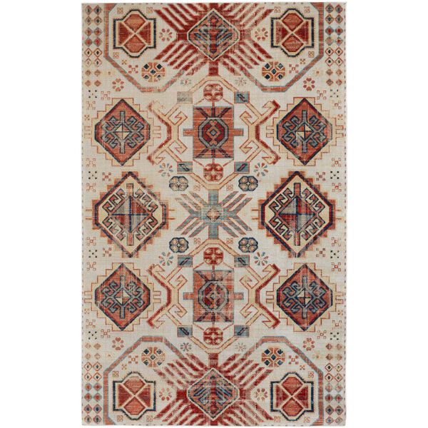 Nolan Ivory Red Tan Rectangular 4 Ft. 3 In. x 6 Ft. 3 In. Area Rug, image 1