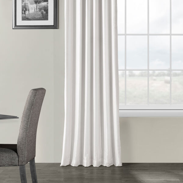 Ice White Vintage Textured Faux Dupioni Silk Single Panel Curtain 50 x 108, image 5