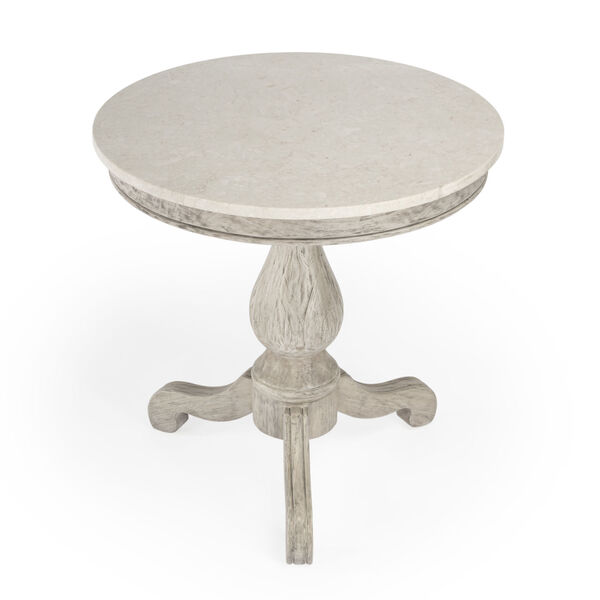 Danielle Rustic Gray Marble Pedestal Side Table, image 3