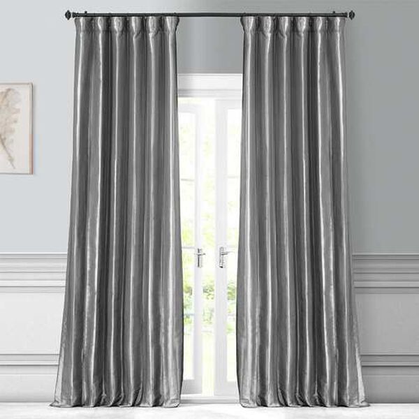 Platinum Faux Silk Taffeta Single Panel Curtain 50 x 84, image 1