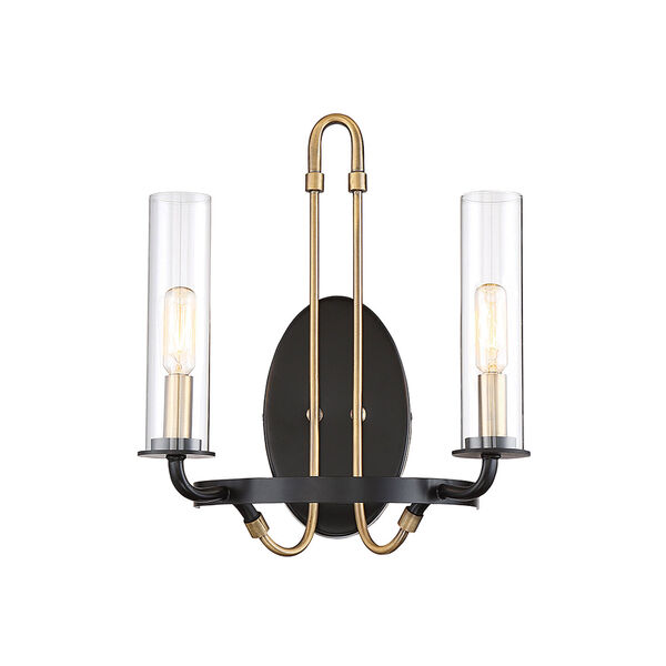 Whittier Vintage Black Two-Light Wall Sconce, image 1