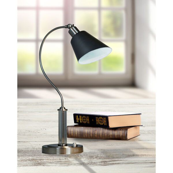 Springdale Polished Nickel Multi-Direction LED Desk Lamp with USB Charger, image 2