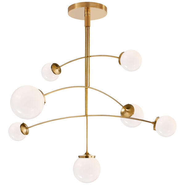 Prescott Large Mobile Chandelier in Soft Brass with White Glass by kate spade new york, image 1