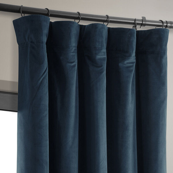 Signature Midnight Blue Blackout Velvet Pole Pocket Single Panel Curtain, 50 X 96, image 10