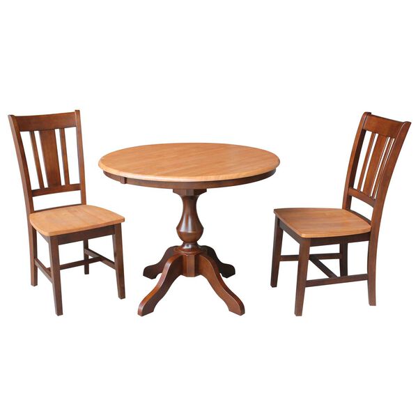 Cinnamon and Espresso Round Dining Table with San Remo Chairs, 3-Piece, image 1