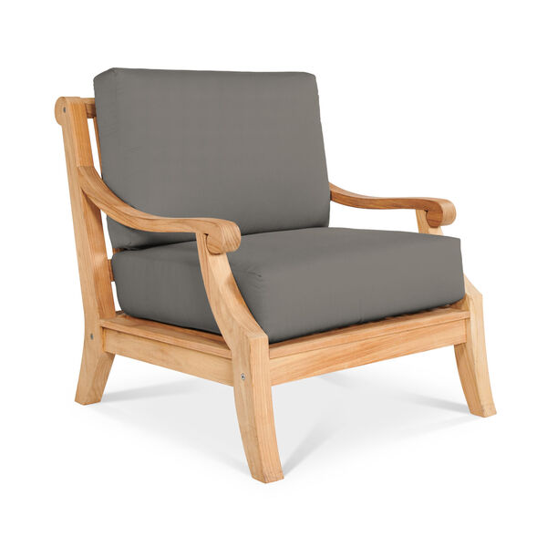 Sonoma Natural Teak Deep Seating Outdoor Club Chair with Sunbrella Charcoal Cushion, image 1
