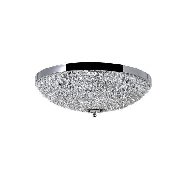 Globe Chrome Six-Light Bowl Flush Mount with K9 Clear Crystals, image 4
