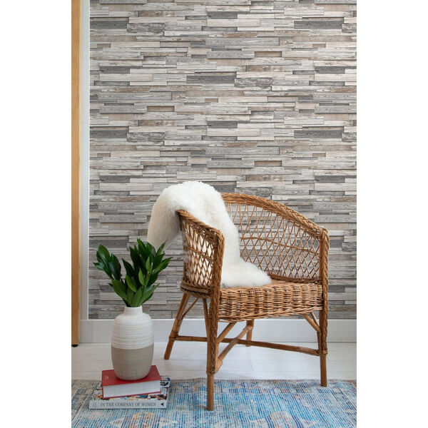 NextWall Gray Reclaimed Wood Plank Peel and Stick Wallpaper, image 4