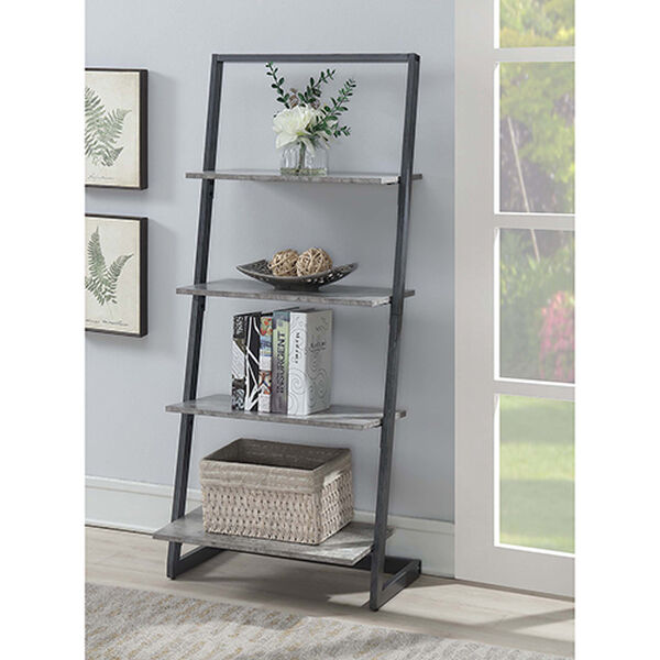 Graystone Slate Gray Four Tier Ladder Bookshelf, image 1