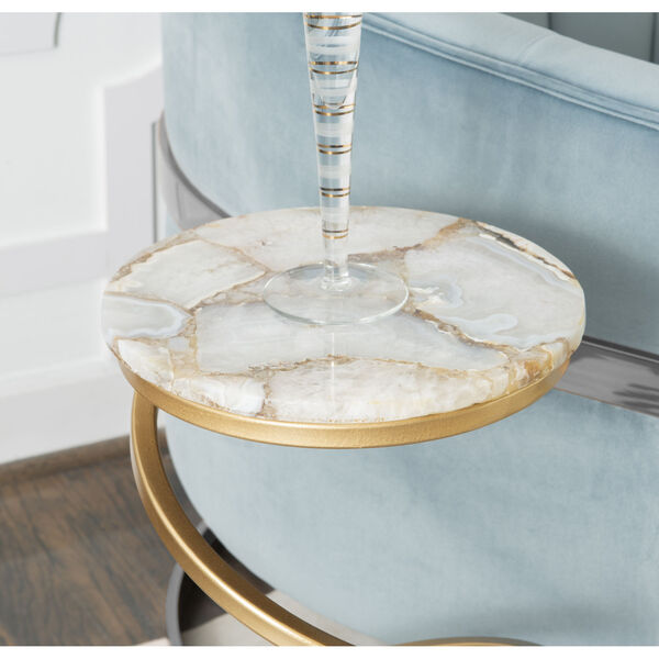 Logan Gold Spiral and Gray Agate Drink Table, image 5