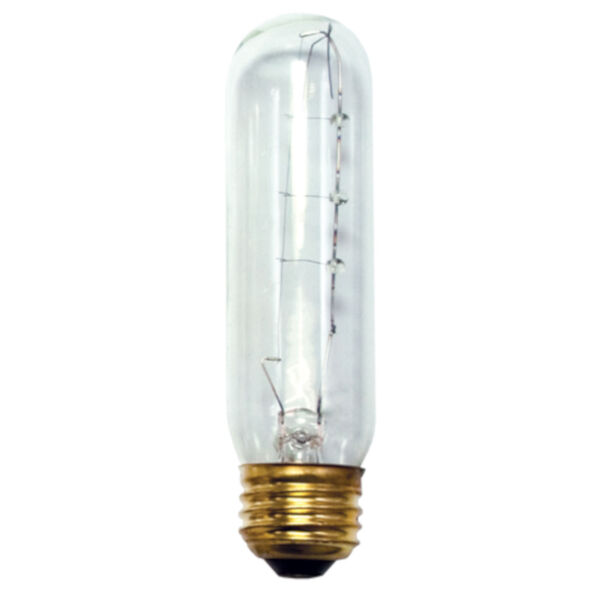 Pack of 25 Clear Incandescent T10 Standard Base Warm White 400 Lumens Light Bulbs, image 1