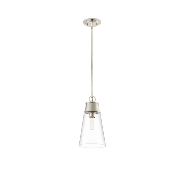 Wentworth Polished Nickel One-Light Mini Pendant with Clear Glass Shade, image 4