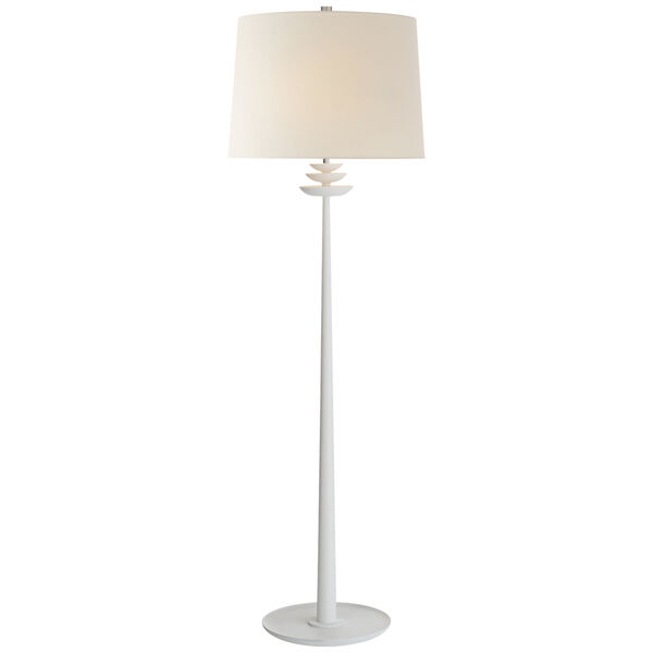 Beaumont Floor Lamp in White with Linen Shade by AERIN, image 1
