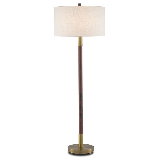 Bravo Mahogany and Antique Brass One-Light Floor Lamp, image 1