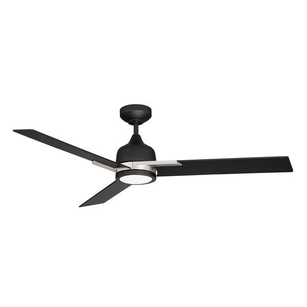 Triton Black and Satin Nickel LED Ceiling Fan with Black Blades, image 1